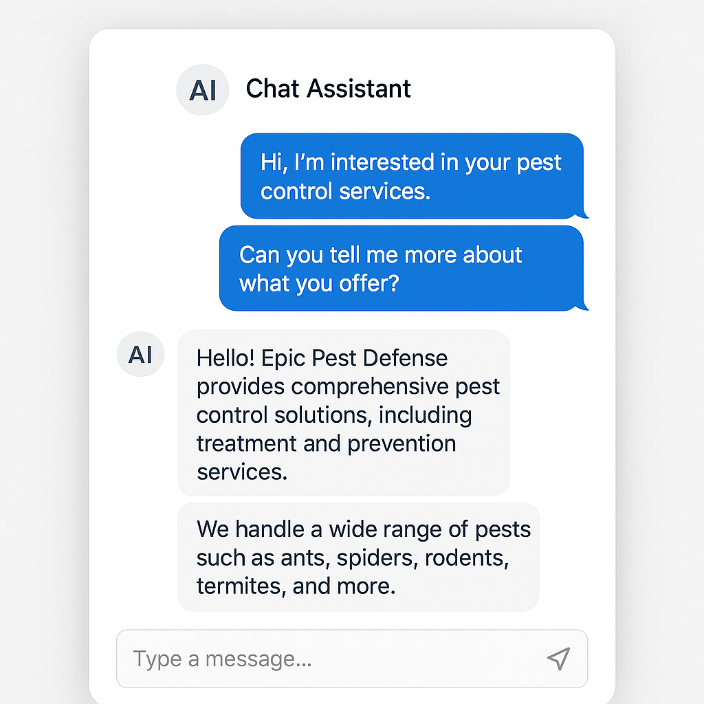 AI chat assistant for pest control services